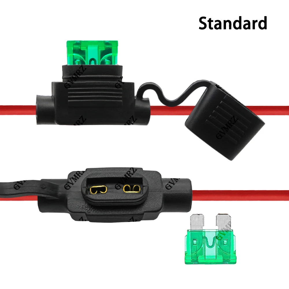 1Set 1A-40A Waterproof 32V Mini/Small/Medium Auto Fuse Holder 18/16/14/12/10AWG With Car Blade Fuse 3A 5A 7.5A 10A 15A 20A