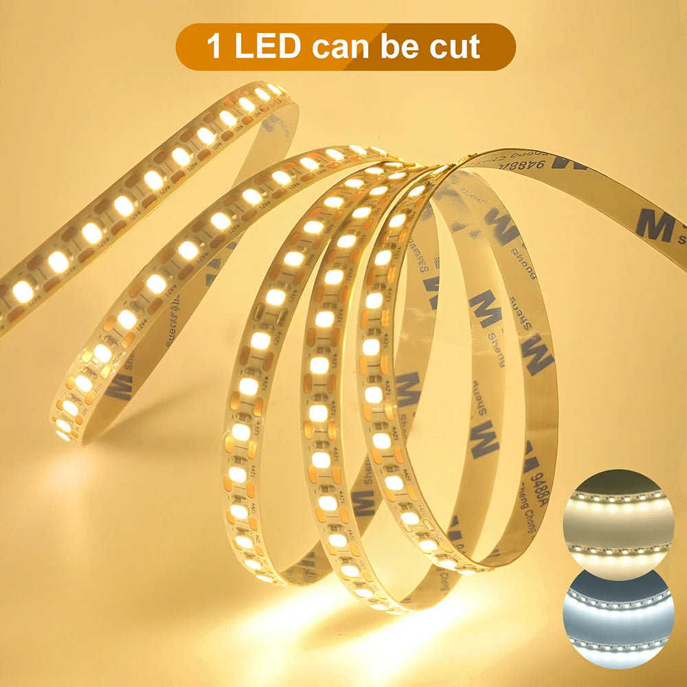 5mm 8mm PCB Led Strip Light 1 LED Cut 12V 24V 5m 2835 SMD 120LEDs/m High Brightness Flexible Tape LED Lighting Ribbon for Home