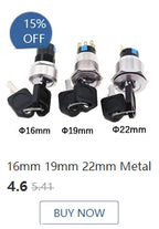 1pc 16mm 19mm 22mm Waterproof Metal Latching Emergency STOP Mushroom Push Button Switch Button Switch Knob Rotary Switch