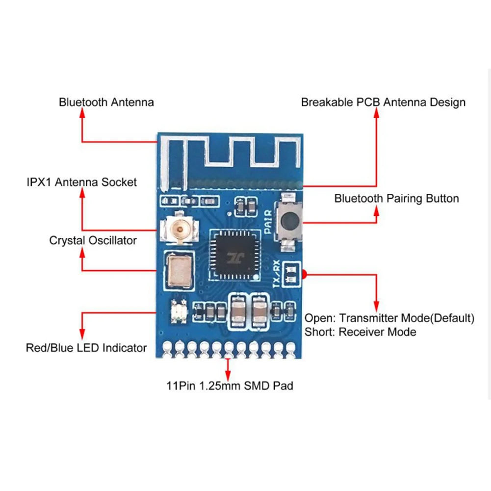 KCX_EMITER Bluetooth-Compatible 5.3 Module 3.5-5V Audio Transmitter Module Earphone Board Wireless Speaker