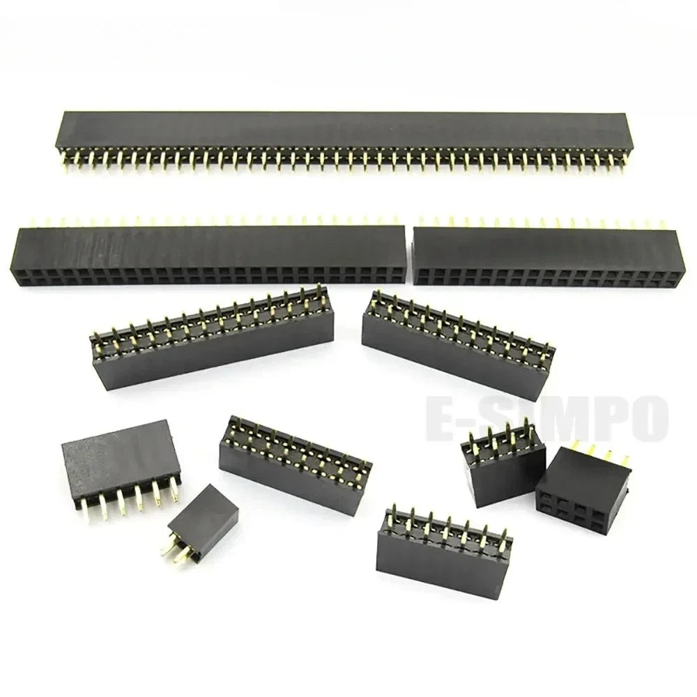 10pcs 2.0mm Double Row Straight Female 2-40P Pin Header Socket Connector 2x2-25Pin PH=4.3/6.35/2.0MMGold-plated PCB Connector