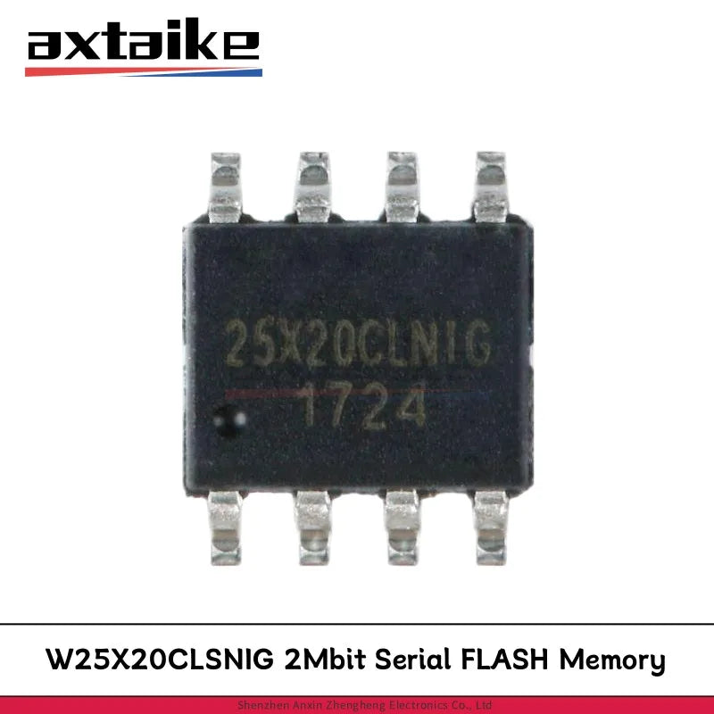 5PCS W25X20CLSNIG SOP-8 25X20CLNIG 2Mbit 104MHz 2.3V~3.6V Serial FLASH Memory With 4KB Sectors Aan Dual I/O SPI SMD NOR FLASH IC