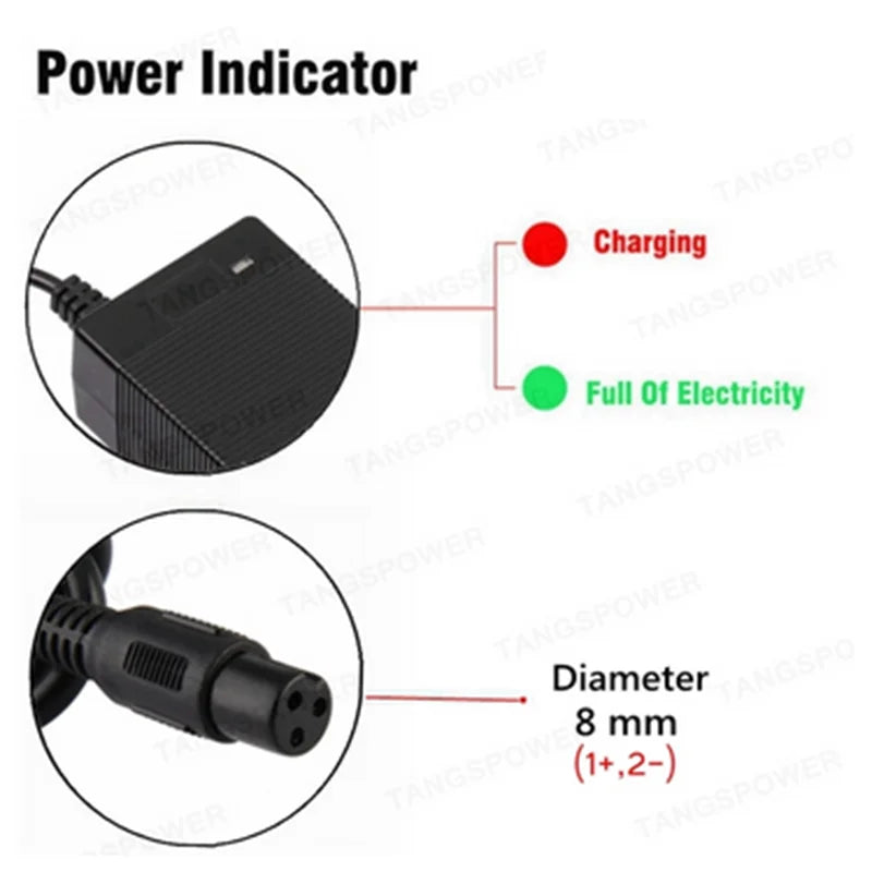 36V 2A Lead Acid Battery Charger 43.2V 2A Charger Lead-acid Battery Pack Charger Fast Charging 3-pin GX12 Connector