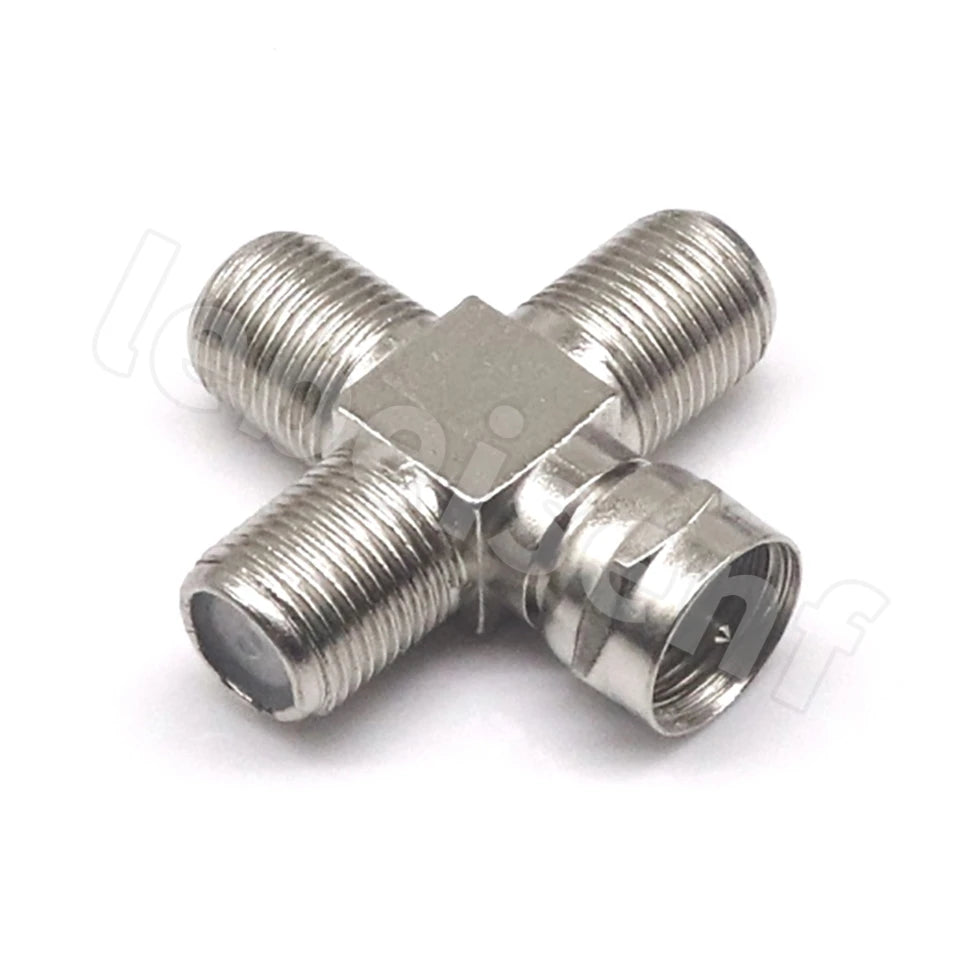 5pcs British F-head zinc alloy direct connection 90 degree elbow cable TV inch docking F tee four-way F-JKK