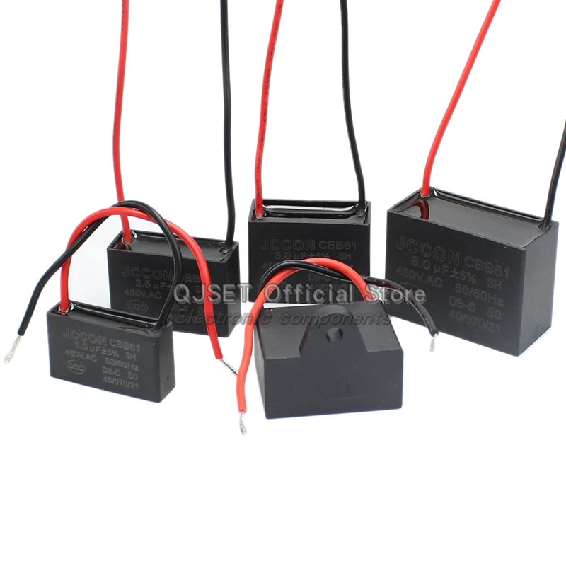 1pcs CBB61 Fan Starting Capacitor 450V 0.8/1/1.2/1.5/2/2.5/3/3.5/4/4.5/5/6/7/8/10/12/15/18/20UF Ceiling Fan Hood Motor Capacitor