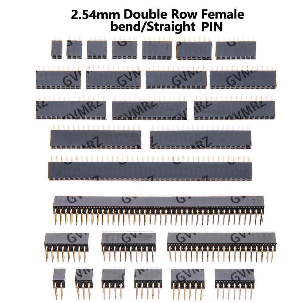 2.54mm 2x2/2x20/2x18/2x16/2x15 Double Row Female 2~40P PCB Board bend/Straight angle Pin Header socket Connector Pinheader