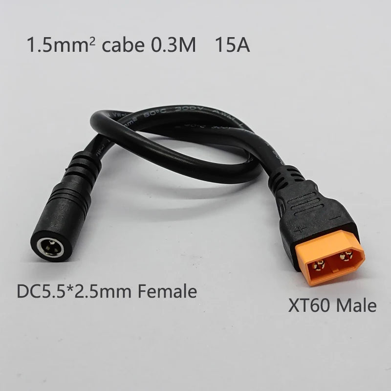 1PC XT60 To DC5.5*2.1/2.5mm Power Adapter Cable1.5mm² Cabe 30CM 15A Connector For Solar Charger Battery Charging Adapter Wiring