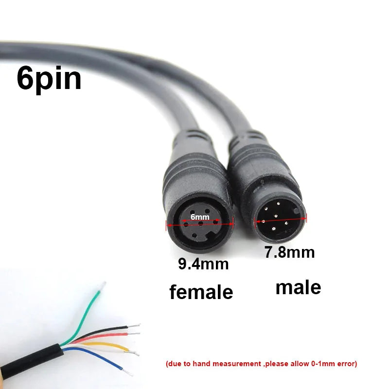 M8 2 3 4 5 6 Pin DC Electric Bicycle Butt Joint Plug waterproof female male Connector Wiring Scooter Brake Cable Signal 20CM