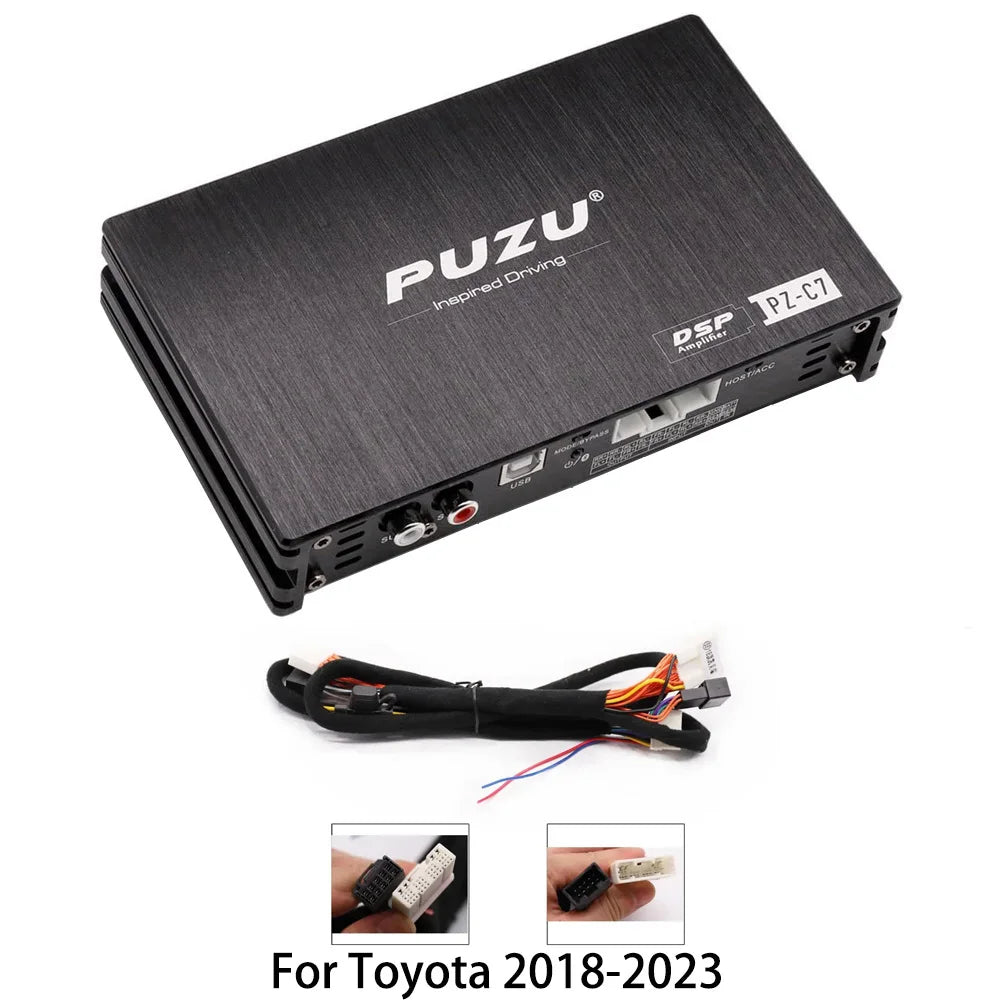 PUZU PZ-C7 Wiring Harness 4X150W Car DSP Amplifier Car Radio Sound Upgrade Digital Audio Signal Processor For Toyota(Non-JBL）