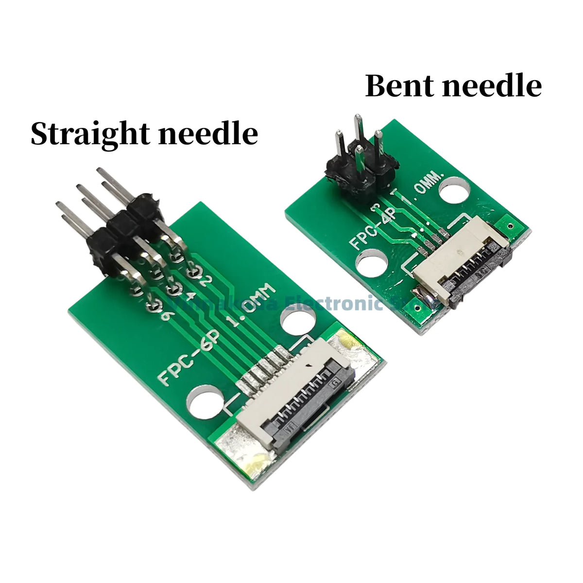 FFC/FPC Adapter Board with Soldered 1.0MM Flip Cover Lower Connector Straight or Bent Pins Available, 4/6/8/10/12/14/16/20/30P