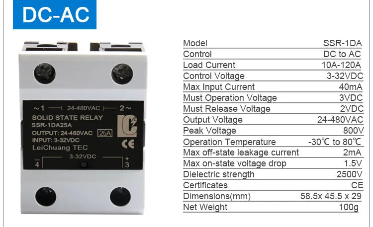 LCTC SSR 0-10V 4-20MA 0-5V Power Voltage Regulator Relay 10A 25A 40A DA AA DD VA Single Phase Solid State Relay With Heat Sink