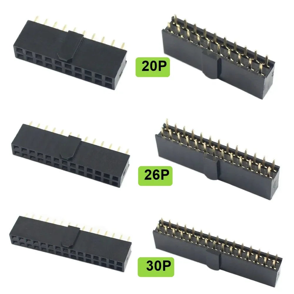 10pcs 2.54mm Pitch Female Header Strip 6/10/14/16/20/26/34/40/50 Pin Dual Straight DIP Polarizing Key Connector 6P 10P 40P 50P
