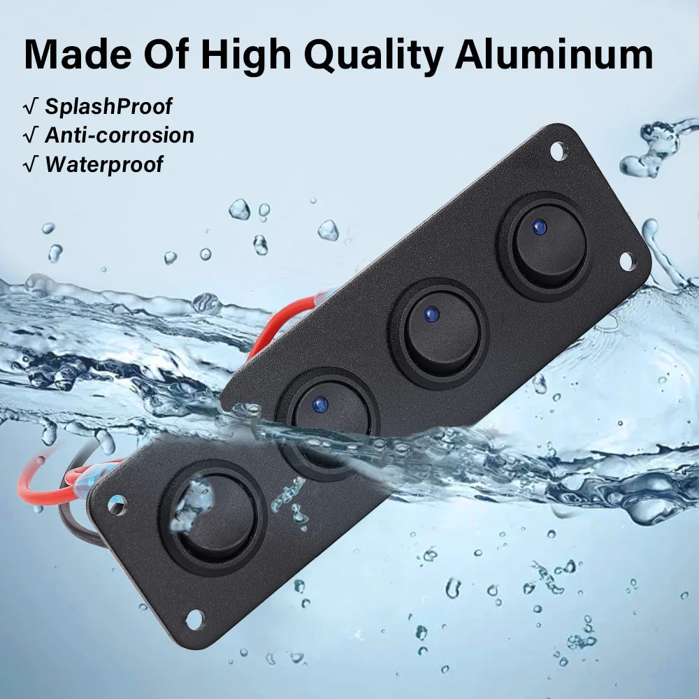 1-4 Gang Toggle Switch Panel 12V USB Car Boat Marine RV Truck Blue LED Styling Accessories Marine Rocker Switch Universal