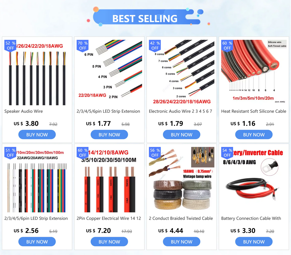 2/3/4/5/6pin LED Strip Extension Cable 22 20 18AWG LED Cable Electrical Wire For RGB RGBW WS2812B LED Strip Lights JST Connector