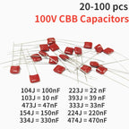 20-100PCS 100V CBB Capacitors Polypropylene Film Capacitor 104J 100nF 154J 150nF 224J 220nF 334J 330nF 474J 470nF
