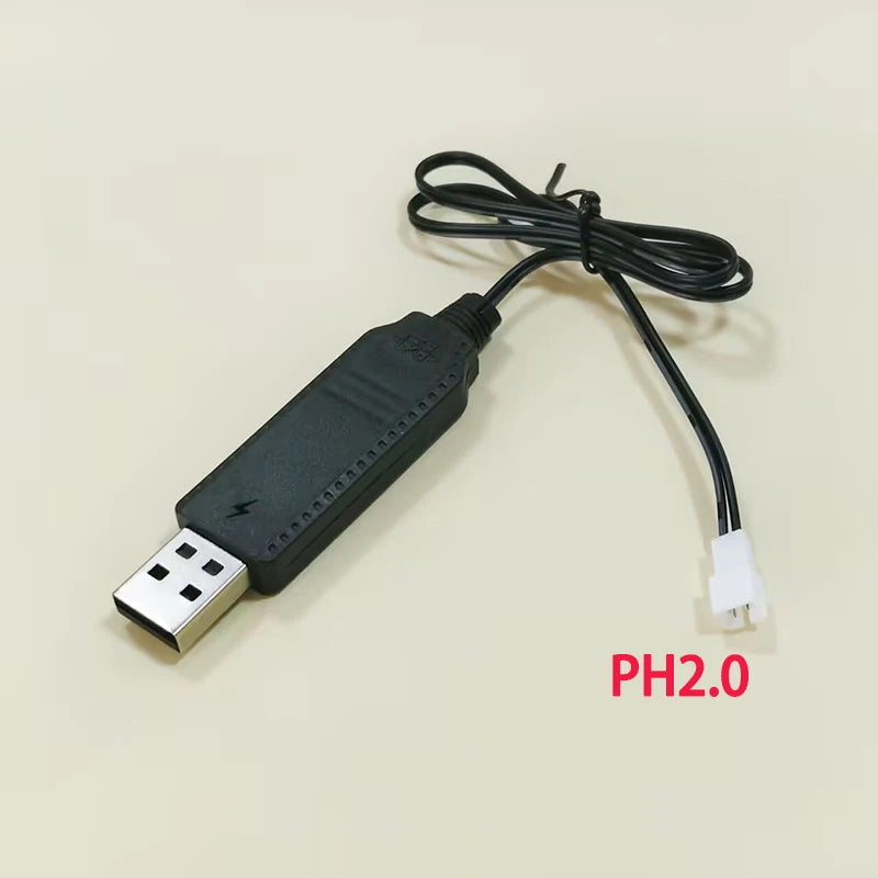 1PC 3.7V/7.4V Lithium Battery USB Charging Cable With 1.25mm MX2.0 PH2.0 XH2.54 JST SM2P/4P Interface For Toy Remote Control Car