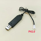 1PC 3.7V/7.4V Lithium Battery USB Charging Cable With 1.25mm MX2.0 PH2.0 XH2.54 JST SM2P/4P Interface For Toy Remote Control Car