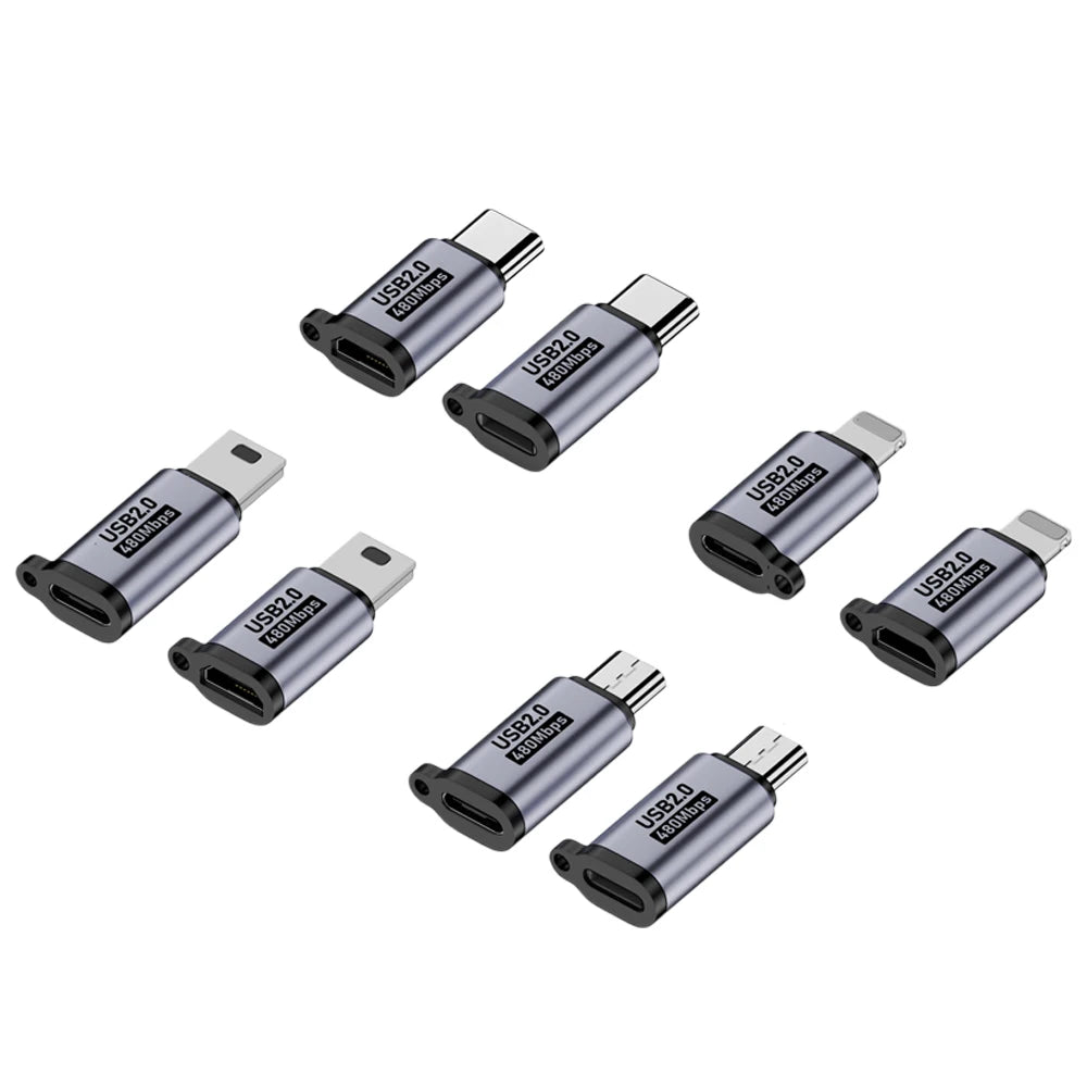 TYPE-C adapter Micro USB Mini USB Adapter lighting Female To Micro Usb Male Converter for Phone Tablet Camera Charging Adaptor
