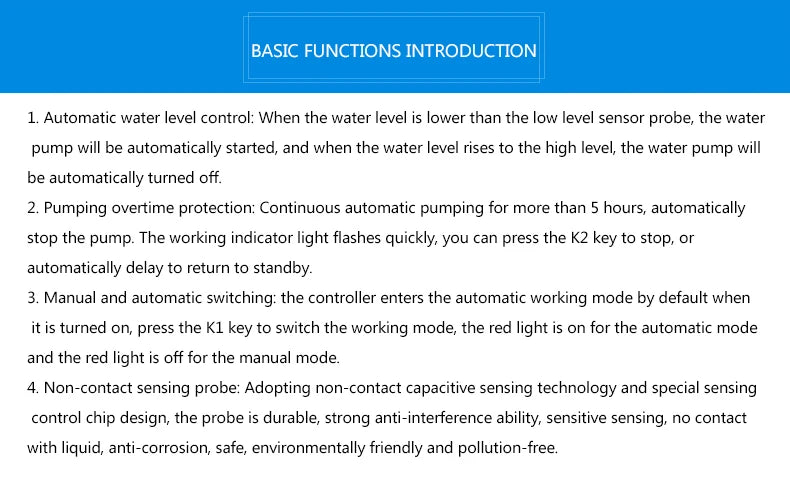 XKC-C350 AC110v-260v Cheap Small Sized Automatic Water Level Controller with Sensors for Water Pump and Valve Draining Pumping