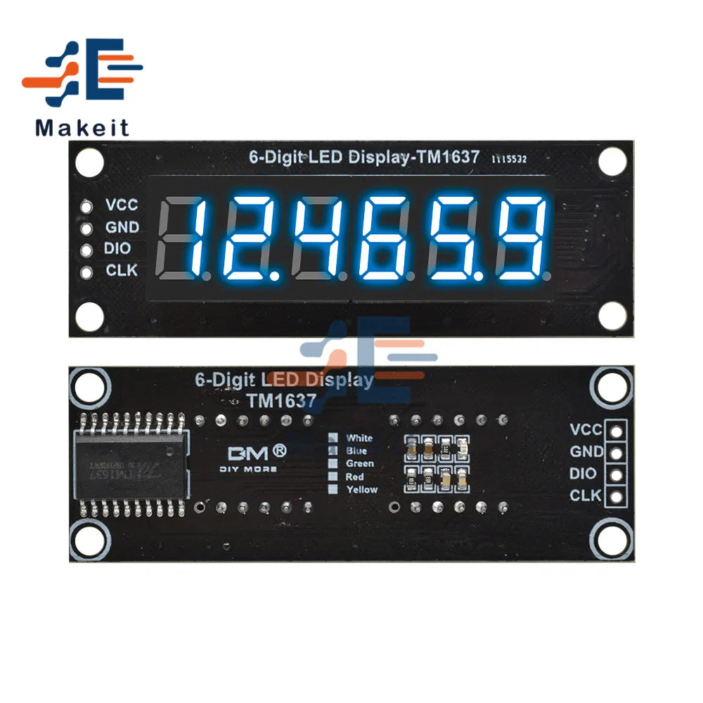 0.36 Inch 4 Bits 6-Digit LED Digital Display Tube Module 5V 7 Segments TM1637 0.36" Anode Tube Decimal Display Module FIve Color