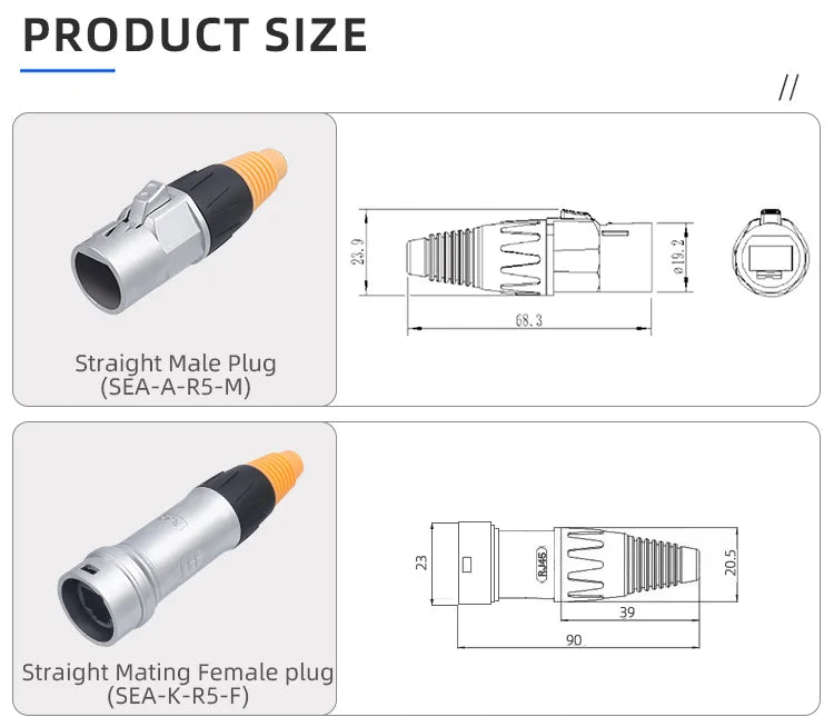 YT IP67 Waterproof CAT5E CAT6 Ethernet RJ45 8P8C Metal PC Male Ethercon Plug Socket Circular Signal Cable Connector 10PCS