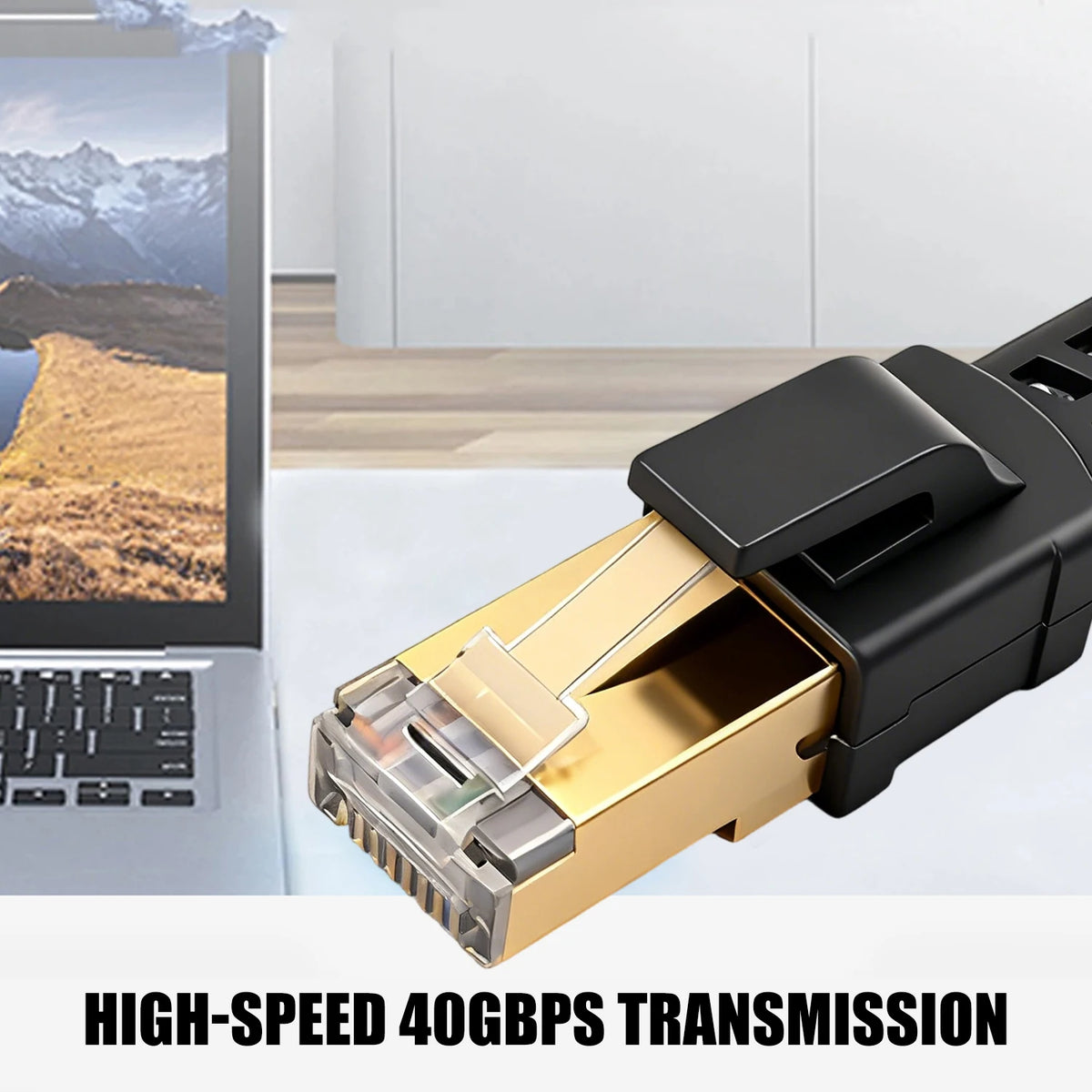 Cat8 Ethernet Cable High-Speed Nylon Braided Internet Cable Network Cord RJ45 Connector 40Gbps 2000Mhz Cable Outdoor&Indoor&Home