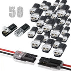 50/1pcs Double-Wire Plug-in Connector with Locking Buckle Pluggable LED Wire Connector 2 Pin 2 Way Universal Compact Wire