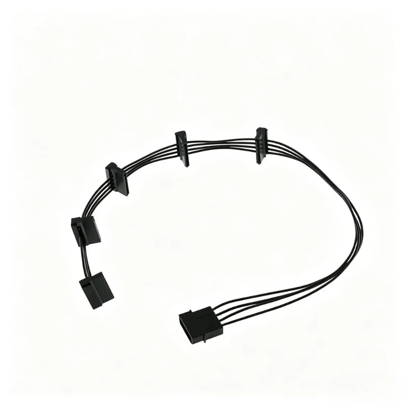 High Quality 1 Pcs Practical Durable PC Server 4 Pins IDE Molex 1 to 5 SATA Power Cable Adapter Splitter Cables 18AWG Black 40cm