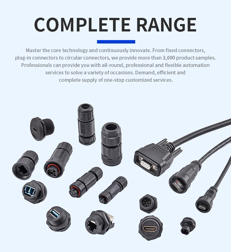 CAZN Plastic Straight Angled Male Female Circular Connectors E10 Waterproof Bayonet Connector 2-12 Pin with Unshielded PVC Wire