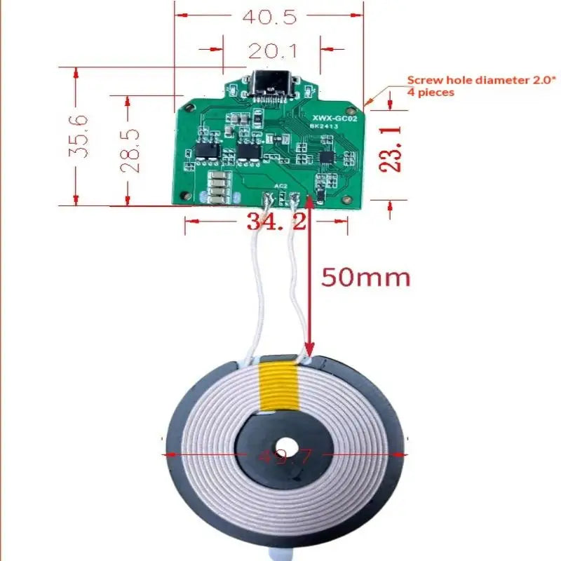 1Pcs Standard Wireless Charging TYPE-C MICRO-USB 5V 9V 15W Wireless Charger Module Transmitter PCBA Circuit Board Coil