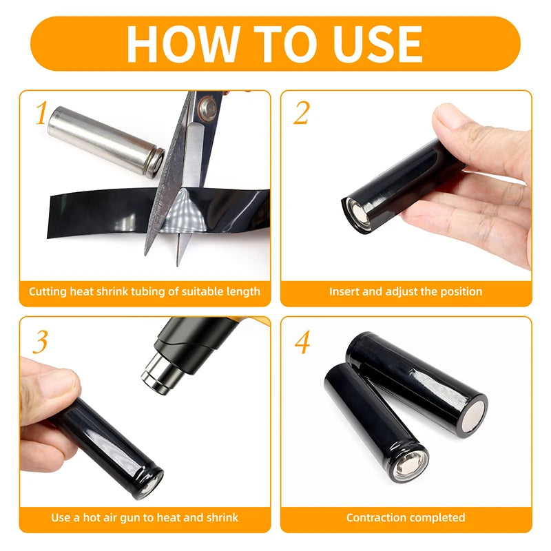 1/5m PVC Heat Shrink Tube Width 50mm ~ 500mm Black 18650 Lipo Battery Pack Insulated Cable Sleeve Protection Battery Film Wrap