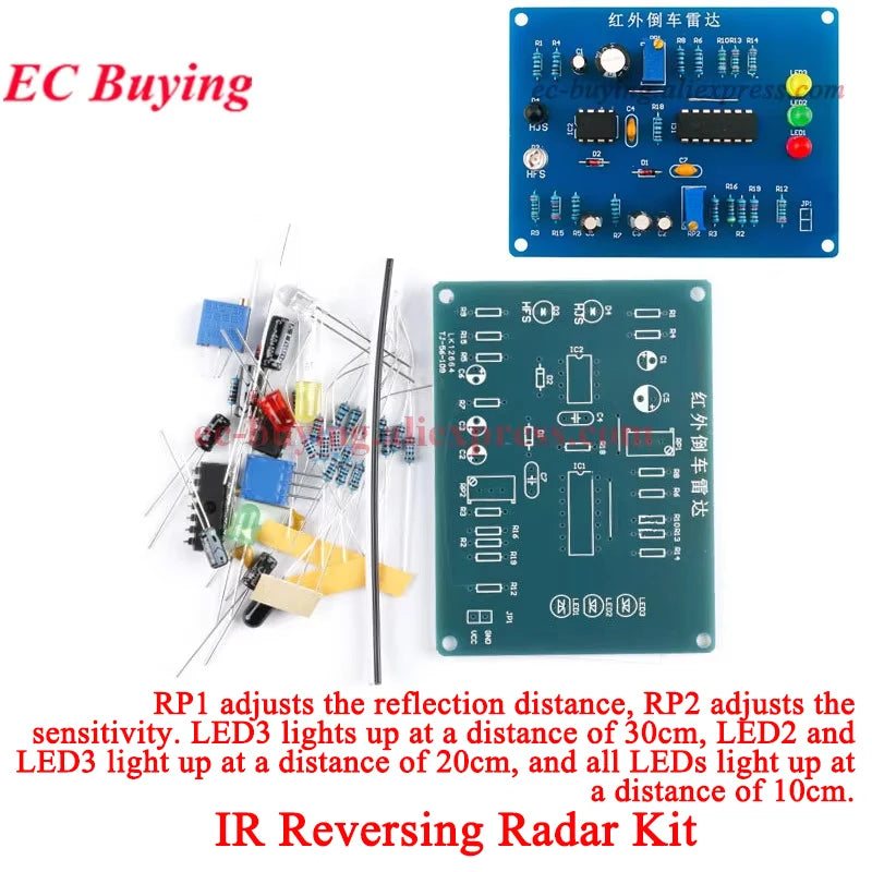 DIY Ultrasonic Rangefinder Kit 0-4M Distance Measuring Car Reverse Radar Alarm 51 Single Chip STC Electronic Welding Parts