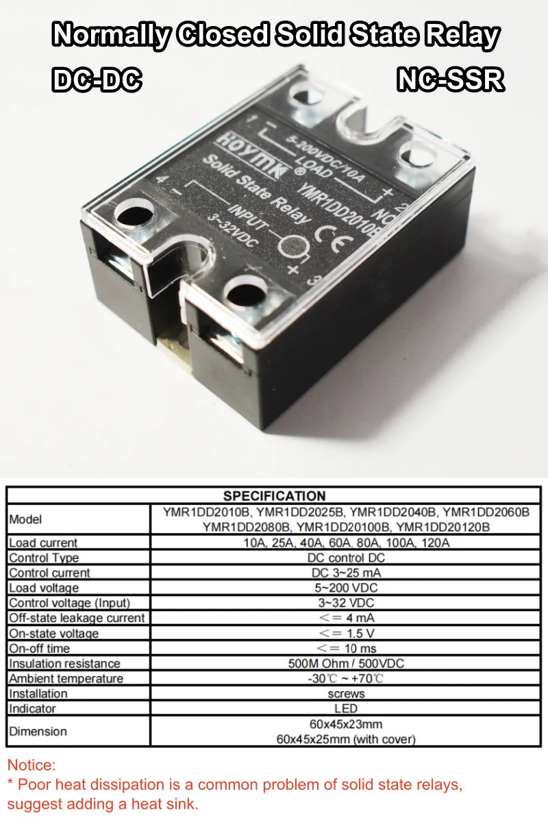 Wholesale Lot SSR DD DC to DC 36v 40A Module 12 Volt 30 AMP 50AMP Normally Closed Type Solid State Relay