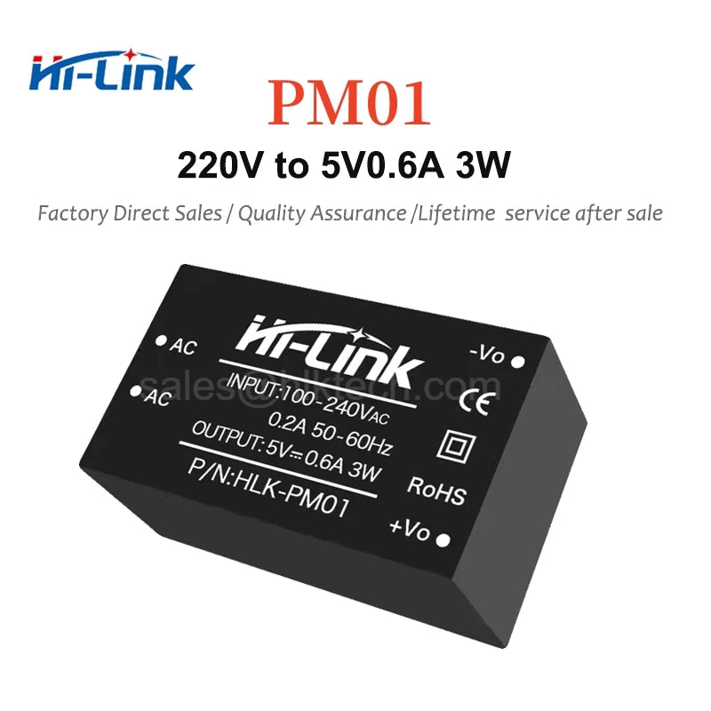 Hi-Link HLK-PM01 AC DC Step Down Converter Manufacturer 220V to 5V 3W Mini Intelligent Compact Power Supply Module
