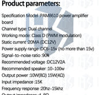 1PCS EGBO Super Slim 2 x 15W PAM8610 Class D Digital Dual Power Audio Amplifier Board 12V black