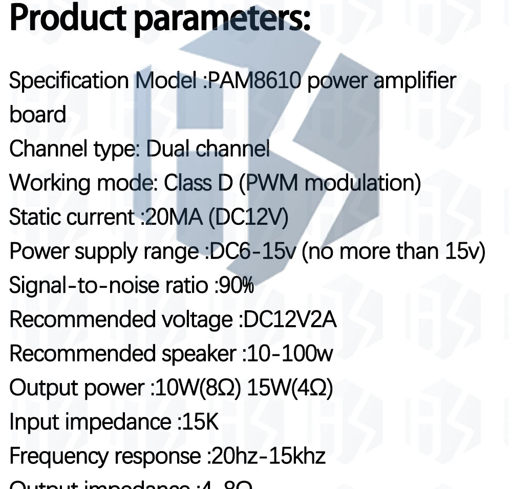 1PCS EGBO Super Slim 2 x 15W PAM8610 Class D Digital Dual Power Audio Amplifier Board 12V black