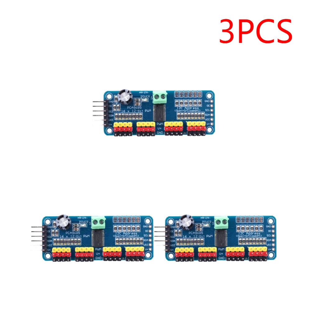 PCA9685 PWM Servo Driver Board IIC Interface 16 Channel 12-Bit PWM Servo Motor Driver Board Controller for Arduino Robot