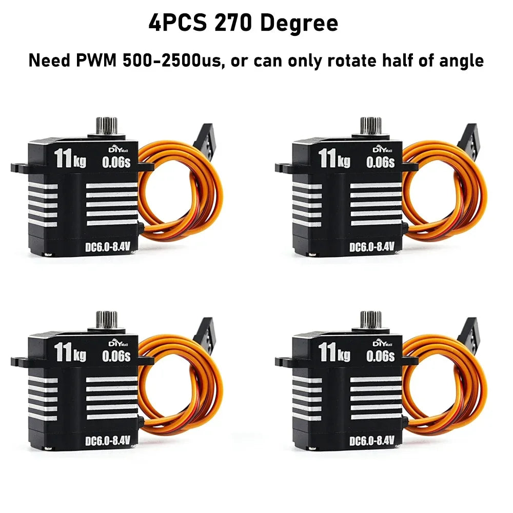 Micro 8.4V 0.06S 11KG Digital Servo Motor Mini Full Metal Coreless Programmable Servos 180/270/360 Degree High Torque for RC Car