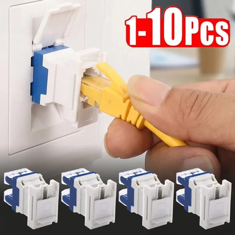 1-10Pack High-speed Cat6/Cat5 Keystone Jacks RJ45 Network Module with Dustproof Door Computer Network Cable Module Adapters