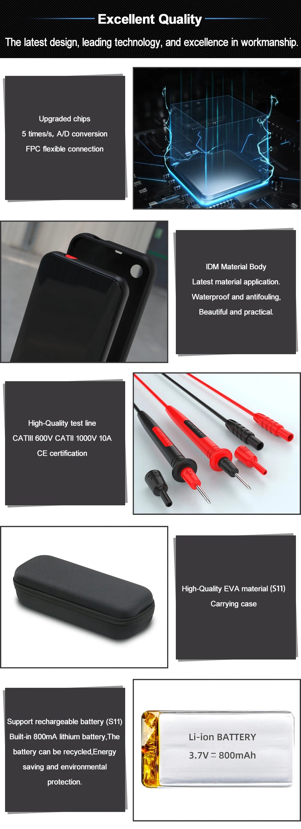 BSIDE Digital Multimeter Smart Electrician Tester USB Charge T-RMS DC AC Voltage Capacitance Ohm Hz NCV Professional Multitester