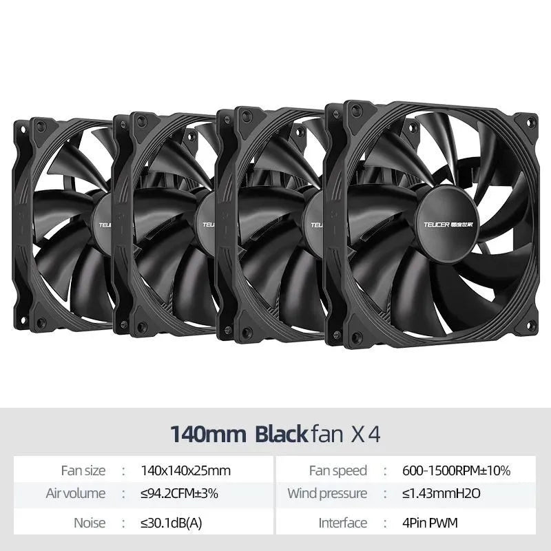 Teucer AF 14025 PC Case Cooling Fan 12V 4Pin PWM MHDB Hydraulic Bearing White 14CM Silent Fan for Computer Radiator Ventilator