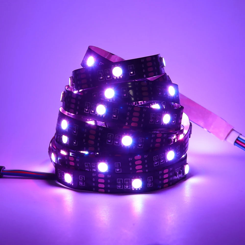 5v 5050 RGB LED Strip Light Flexible Tape Lamp Waterproof 50cm 1m 2m 3m 4m 5m With 4pin Plug White/ Black PCB Home Decoration