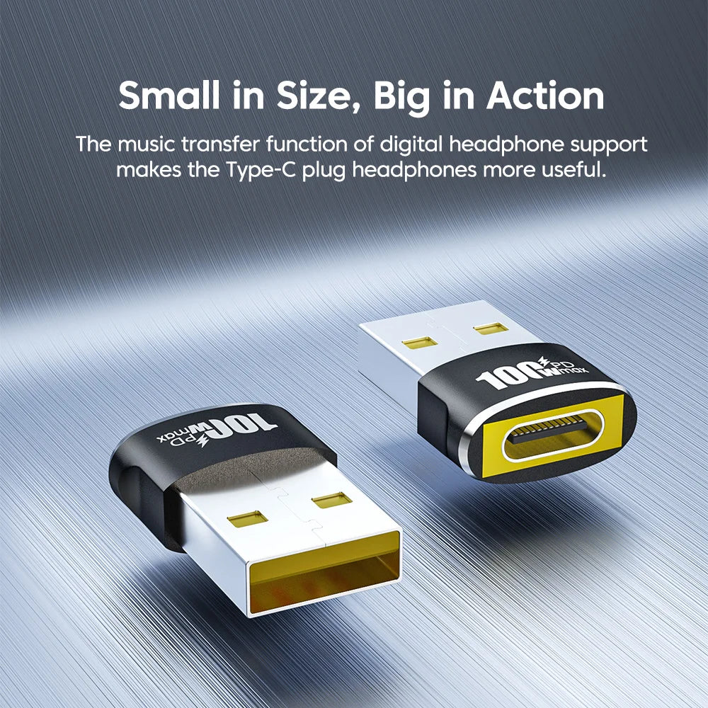 Black /Green 100W PD USB to Type-C OTG Adapter - USB-C Female to USB-A Male