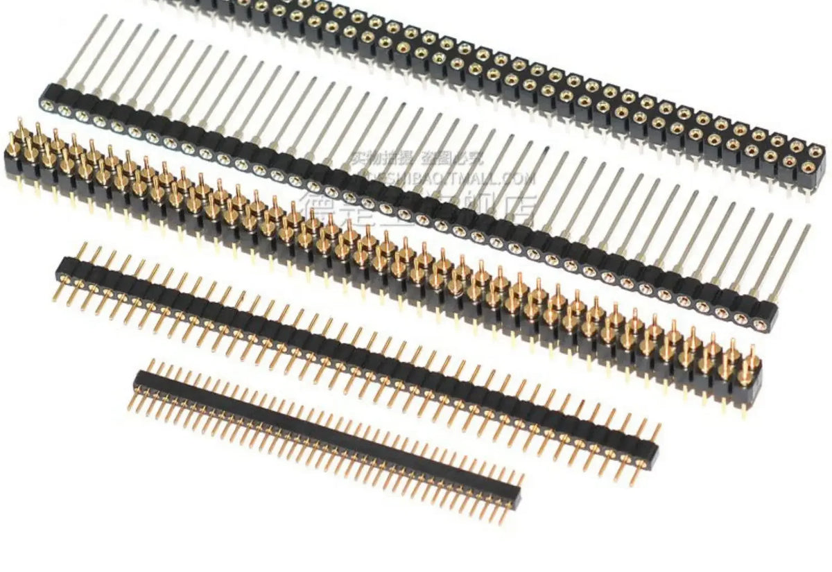1Pcs 1.27mm/2.0/2.54mm 1/2x40P Round Hole Round Needle Female Header Pin Row Connector Single Double Row Gold Plated Tin Plated
