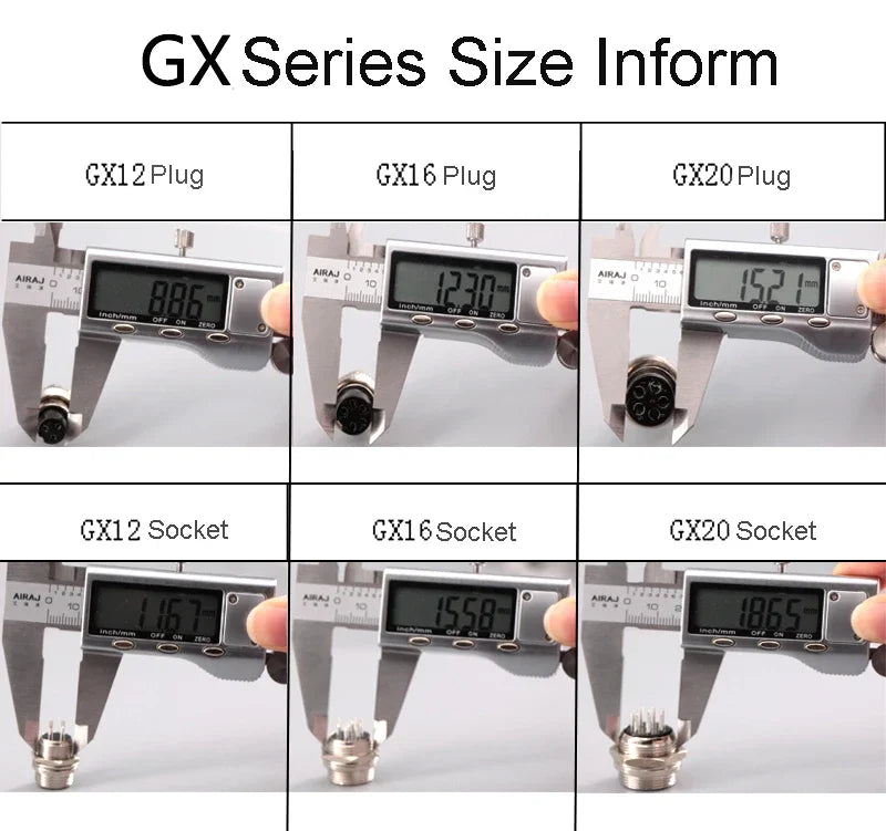 GX12 Female Plug Socket Waterproof M12 Circular Aviation Connector 2Pin 3Pin 4Pin 5Pin 6Pin 7Pin 1m 2m Extension Cable Wire