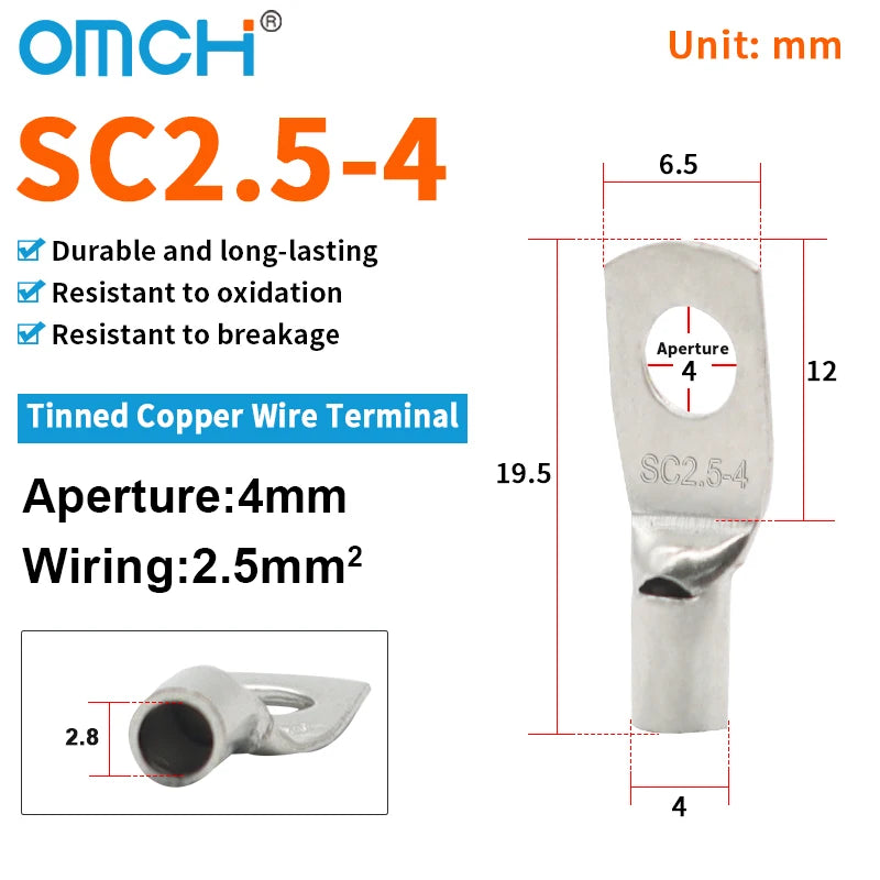 OMCH 5/10/20PCS SC Type Terminals Wire Welding Cable Connector Suit 1.5-50mm2 Cable Crimp Wire Connectors