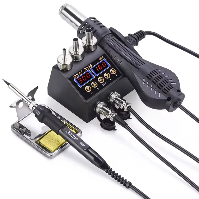 JCD 2 in 1 750W Soldering Station LCD Digital Display Rework Welding Station for Cell-phone BGA SMD IC Repair Solder Tools 8898