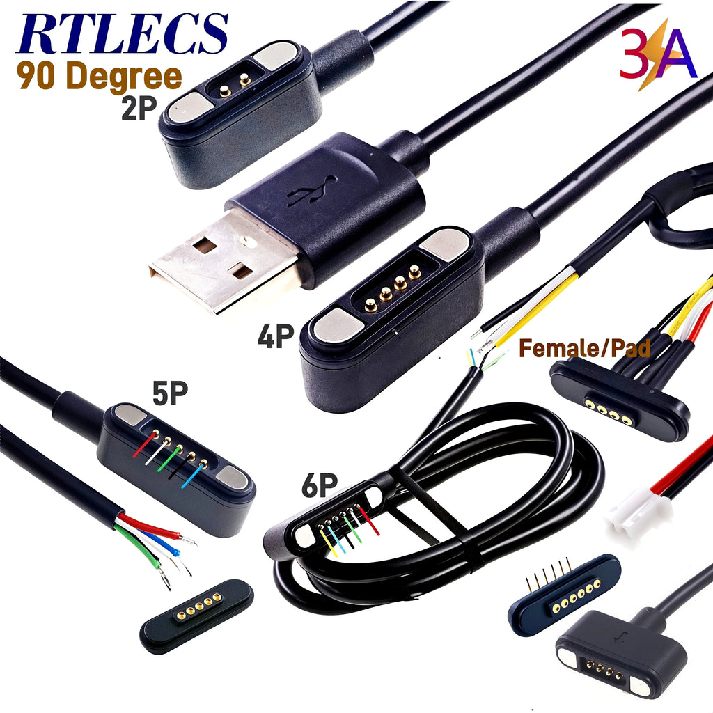 RTLECS Magnetic Connector RC Car Drone JST JR 24V 3A DC Power Battery Charger SM Led Strip Blind Connect USB Cable 2/3/4 Pin