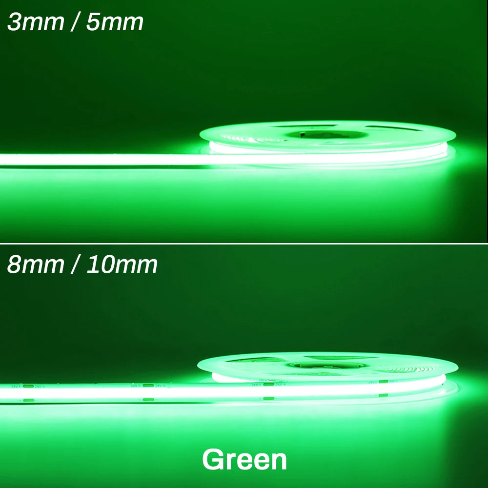 FOB COB LED Strip 12V 24V DC RA90 Flexible High Bright Tape LED 3mm 5mm 8mm 10mm Light Bar Ice Blue White Red Green Pink Yellow