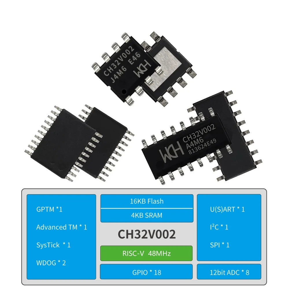 10Pcs/lot CH32V002 32V002 32V002F4P6 CH32V002J4M6/A4M6 MCU 16K Flash Industrial Grade Microcontroller